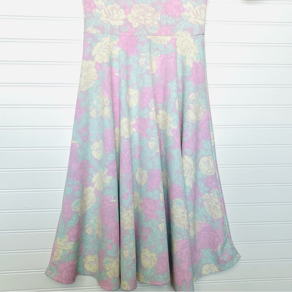 Spring Dress - Pastel Fit & Flare Floral Rose Lularoe Dress - Picture 8 of 10